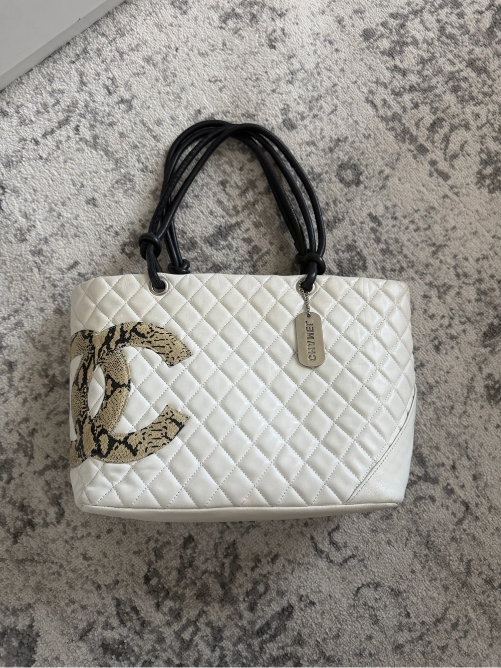 CHANEL Cambon 2004-2005 Beige Calfskin Leather Tote Shoulder Bag - Picture 3 of 16